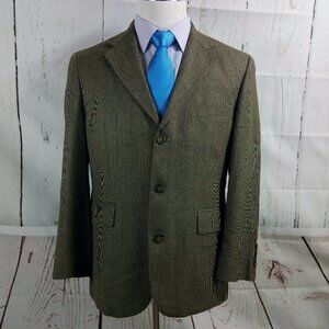 Stafford Executive 40S 3 Button Olive Brown Birdseye Suit Blazer Sport Coat